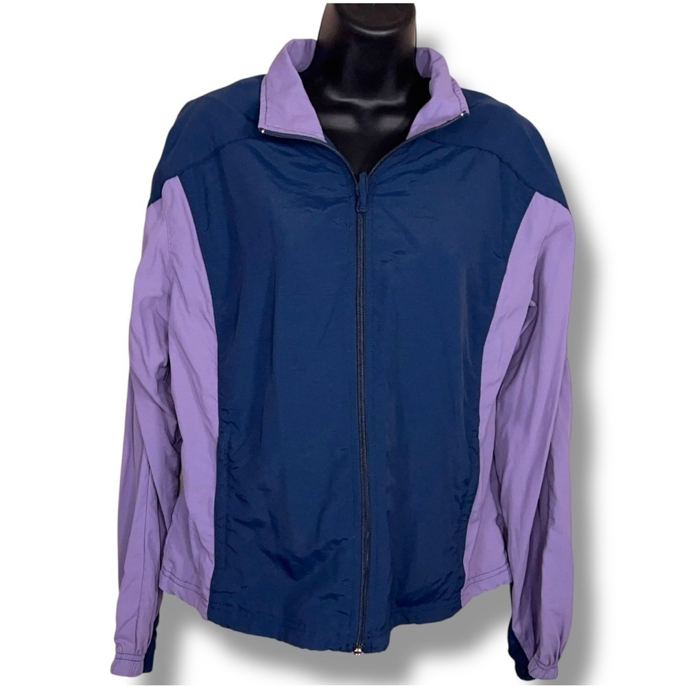 Vintage 90’s Era Large Pro Spirit Windbreaker Jacket Womens Blue Purple Zip